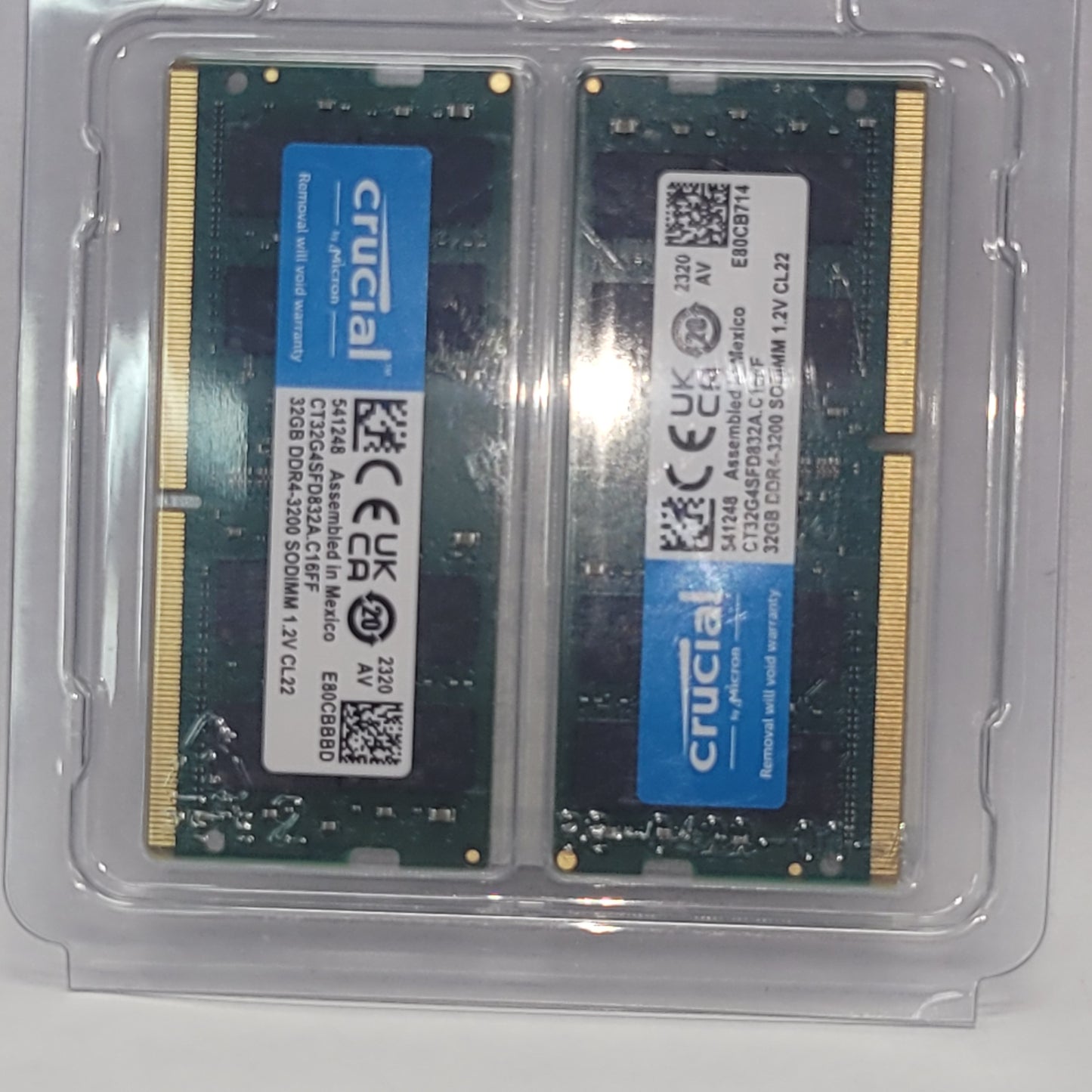 Crucial 64 GB (2 X 32GB) DDR4-3200 SODIMM Notebook Memory