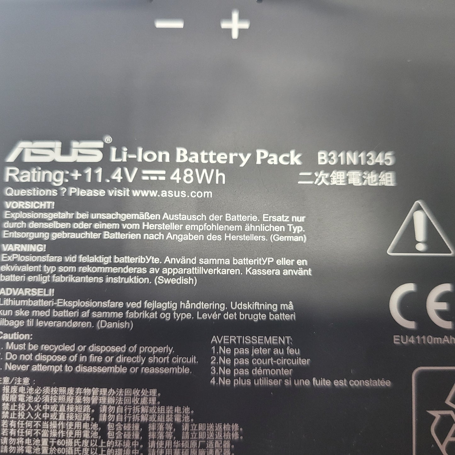 ASUS Li-Ion Battery Pack B31N1345 11.4V 48Wh