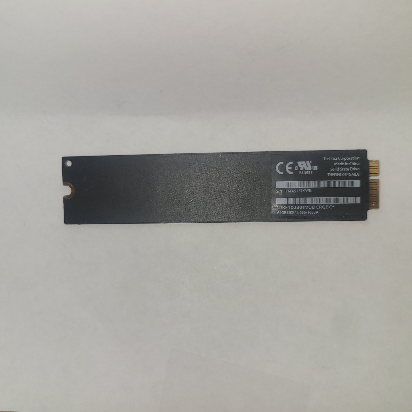 Toshiba THNSNC064GMDJ 64gb SSD Macbook Apple# 655-1633B