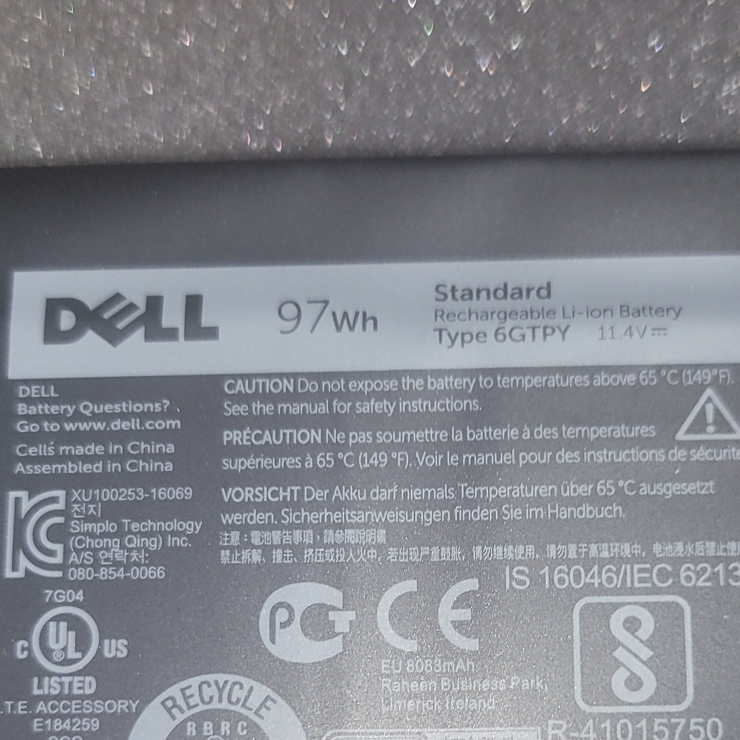 OEM Dell 97Wh 6GTPY Battery