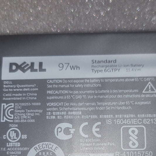OEM Dell 97Wh 6GTPY Battery