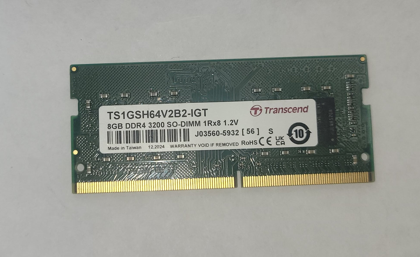 Transcend TS1GSH64V2B2-IGT 8GB DDR4 3200 SODIMM Laptop RAM